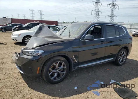 2022 BMW X3 xDrive30I z USA, uszkodzony, nr VIN 5UX53DP02N9M29832